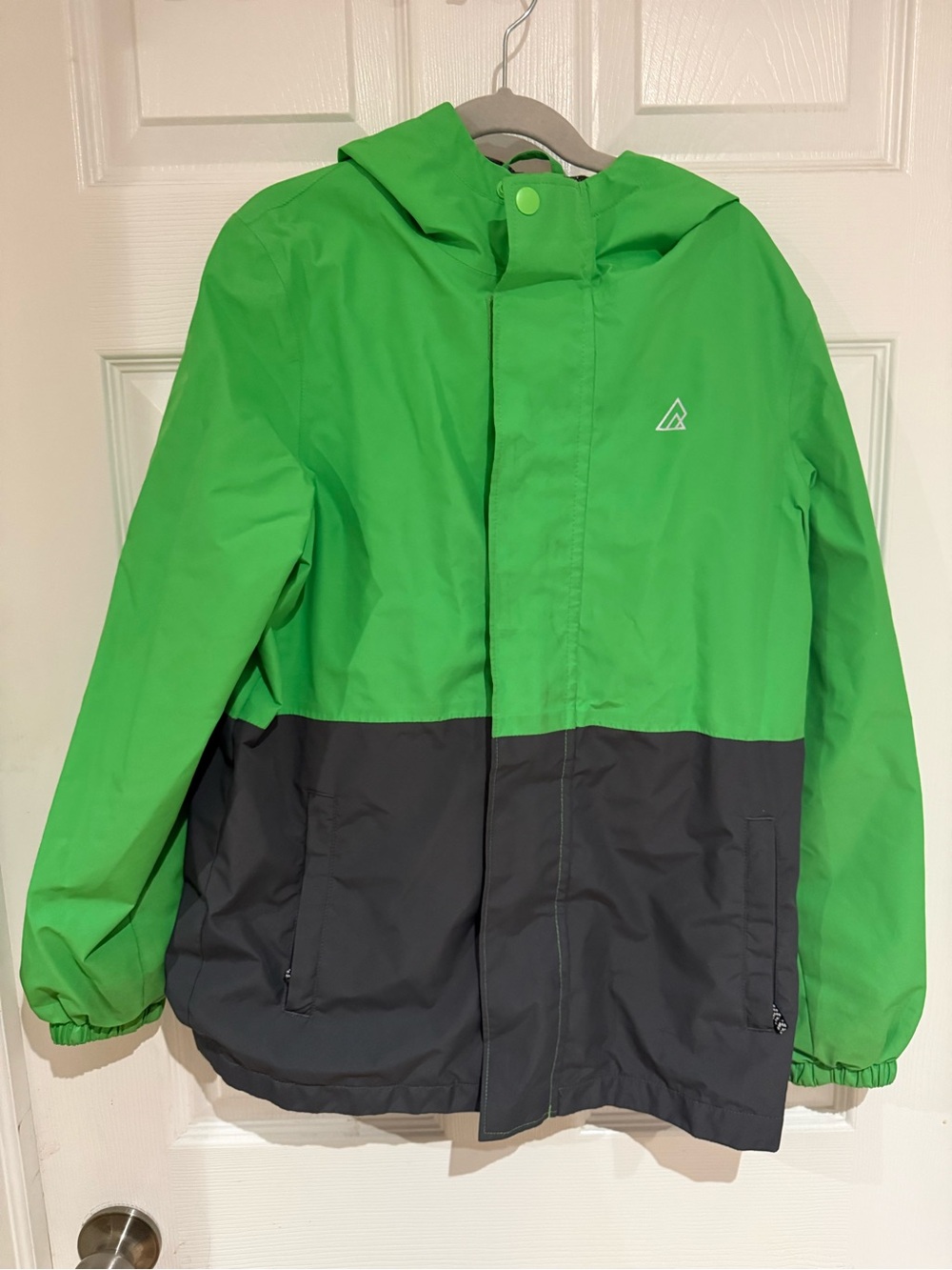Rogue Green and Charcoal Hooded Kids Rain Jacket